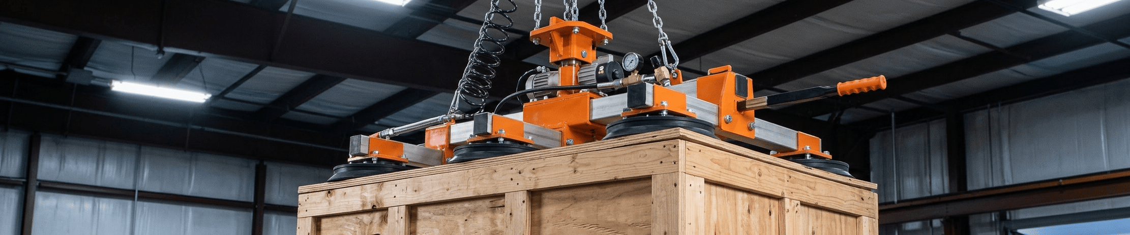 Vacuum lifting system gripping and placing boxes in a distribution center