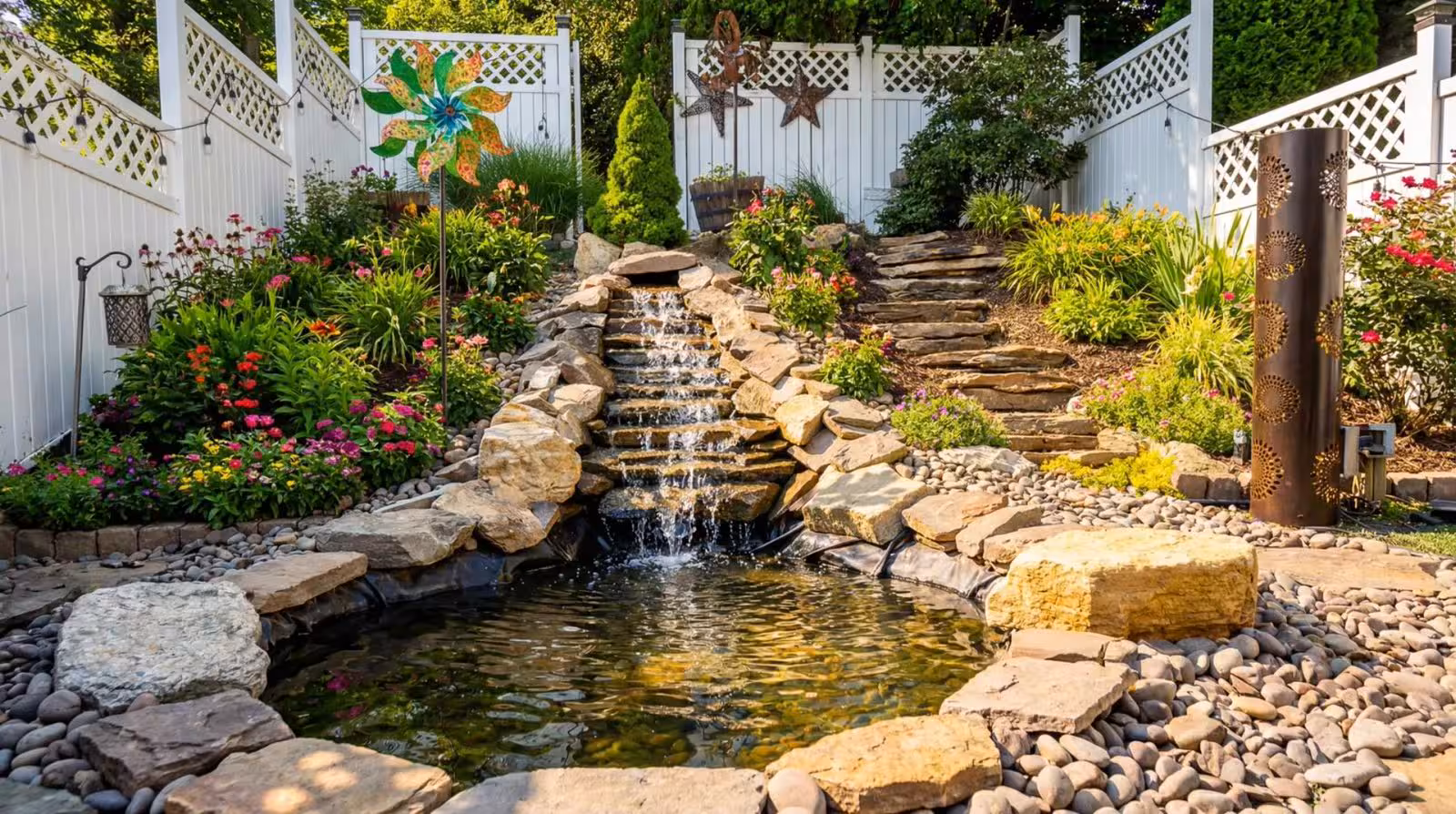 Completed landscape and hardscape project by Sombra's Landscaping