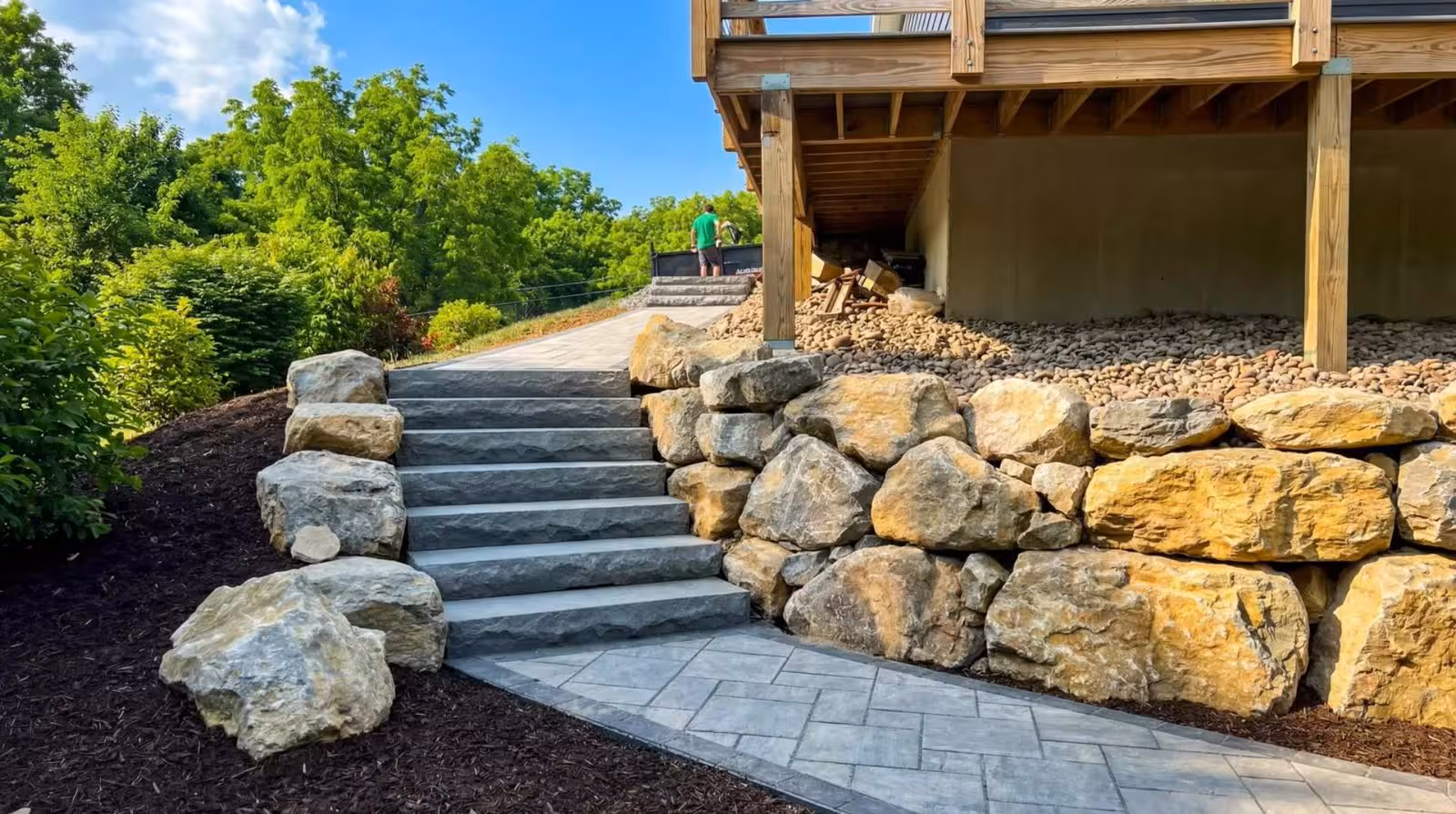 Completed landscape and hardscape project by Sombra's Landscaping